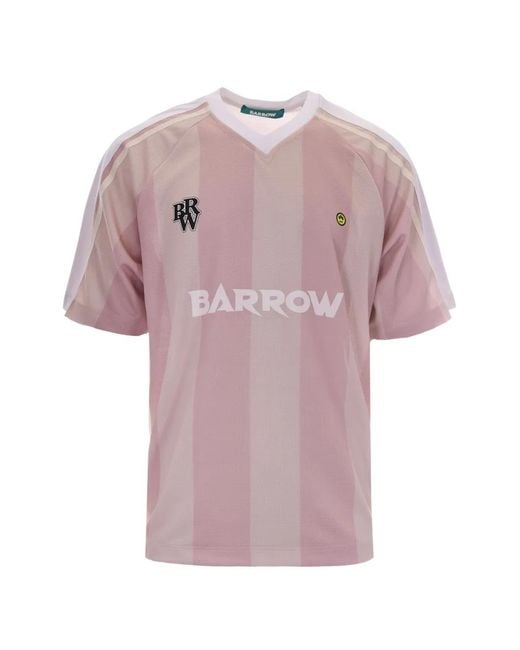 Barrow Pink Striped Logo-Print T-Shirt