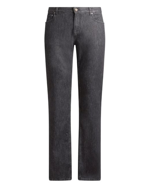 Etro Gray Pegaso-Appliqué Jeans for men