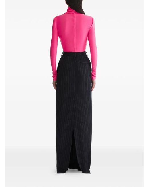 Mugler Pink Draped Long-Sleeve Top