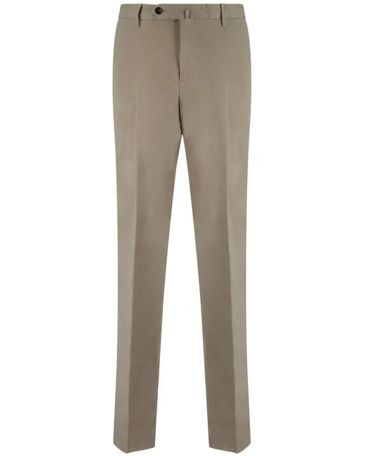 PT Torino Gray Slim-Cut Tailored Trousers for men