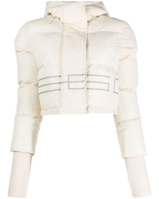 Gcds Natural Logo-Print Padded Bomber Jacket