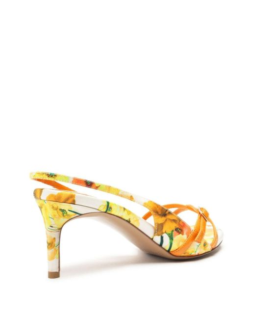 Alexandre Birman Metallic Maia 60mm Floral-print Sandals