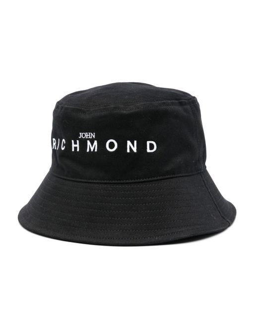 John Richmond Black Logo-embroidered Bucket Hat for men