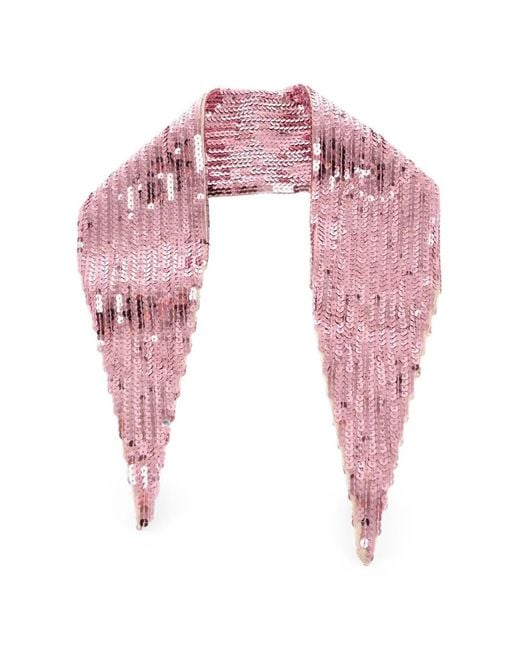 DSquared² Pink Sequin-Embellished Scarf
