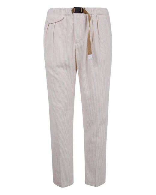 White Sand Gray Pleated Corduroy Trousers for men
