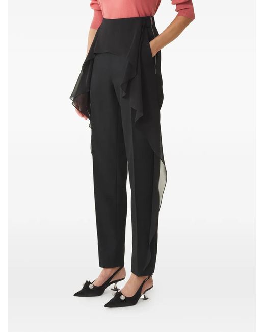 Lanvin Black Trousers With Ruffles