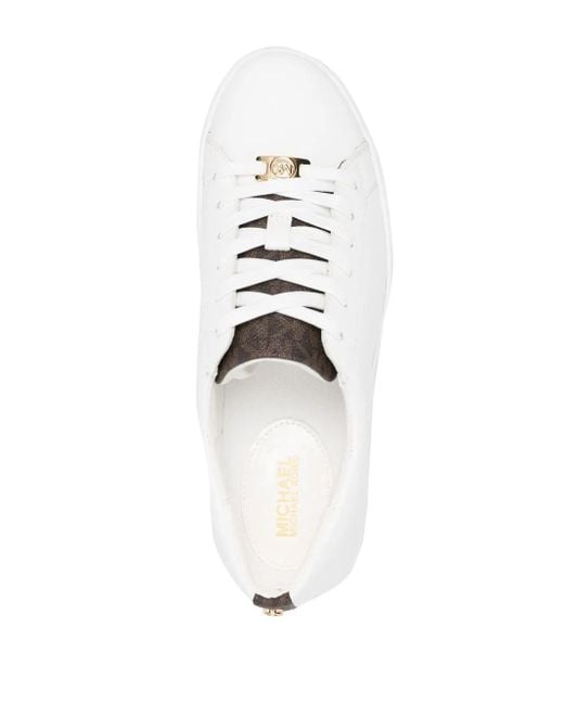 MICHAEL Michael Kors White Keaton Monogram-Panel Sneakers