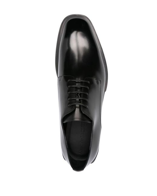 Alexander McQueen Black Logo-plaque Leather Derby Shoes for men
