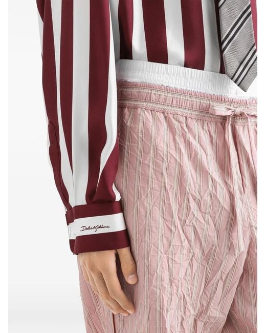 Dolce & Gabbana Red Striped Button Shirt for men