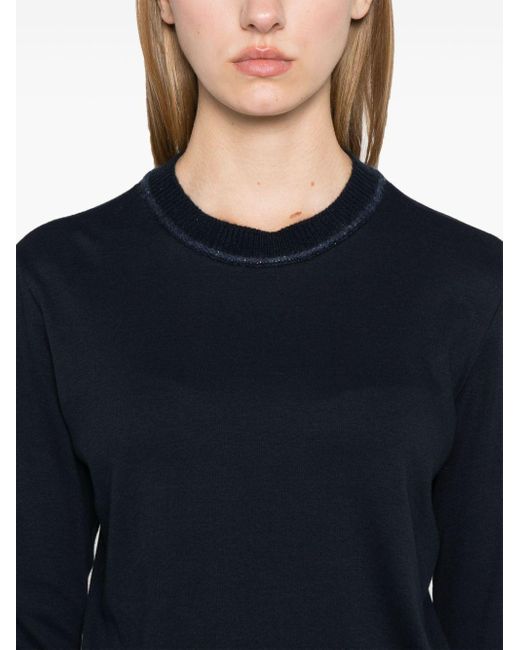 Fabiana Filippi Blue Sequin-Embellished Cashmere-Blend Jumper