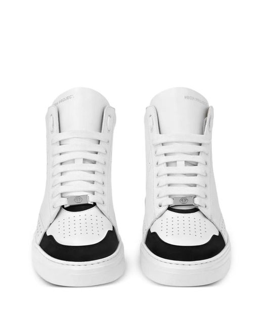 Philipp Plein White Hexagon Leather Sneakers
