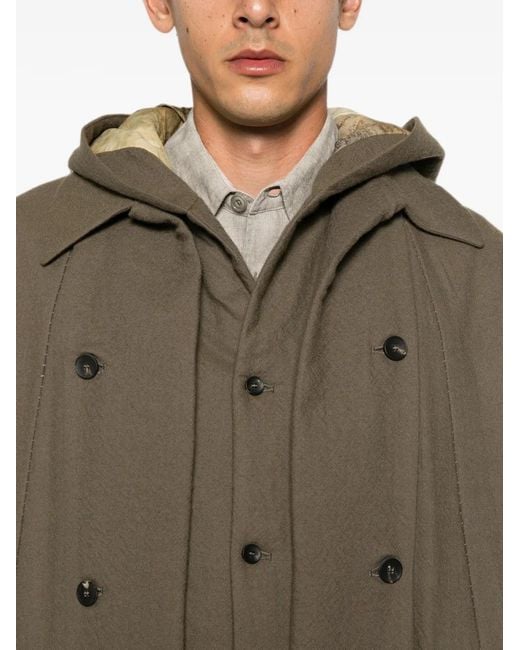 Masnada Natural Single-Breasted Hooded Coat for men