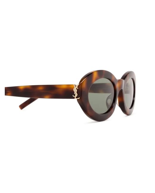 Saint Laurent Brown Monogram Hinge Oval-Frame Sunglasses