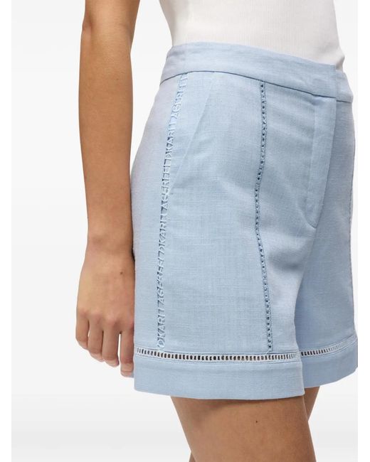 Karl Lagerfeld Blue Cut-Out Embroidery Shorts