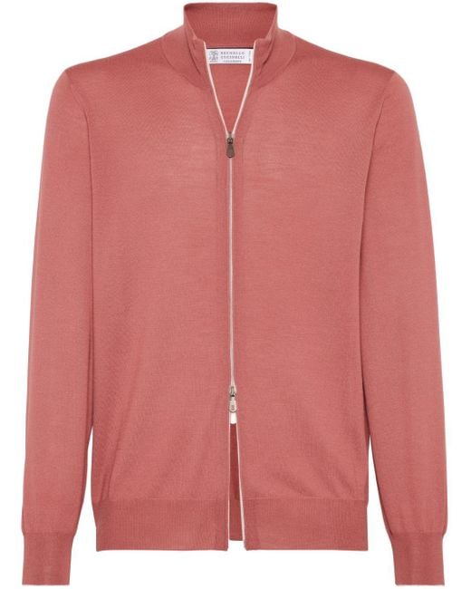 Brunello Cucinelli Pink Fine-knit Zip-up Cardigan for men
