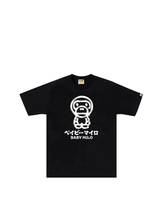 A Bathing Ape Black Graphic-Print T-Shirt for men