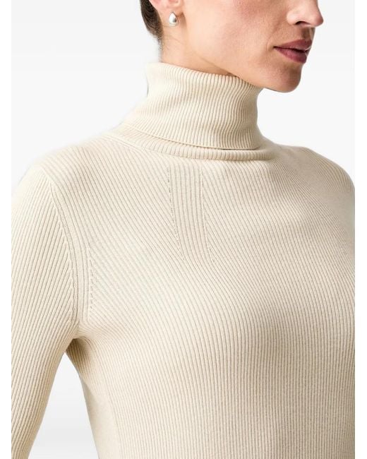Marc O' Polo White Ribbed-Knit Roll-Neck Sweater