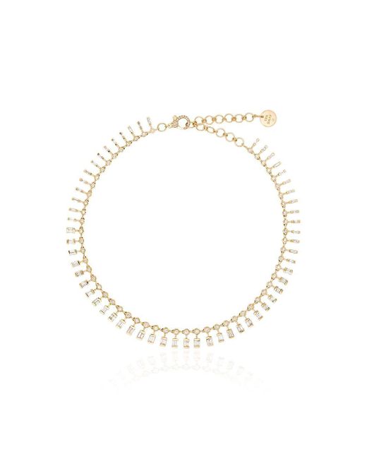 18kt yellow gold and diamond dot dash necklace SHAY en coloris White