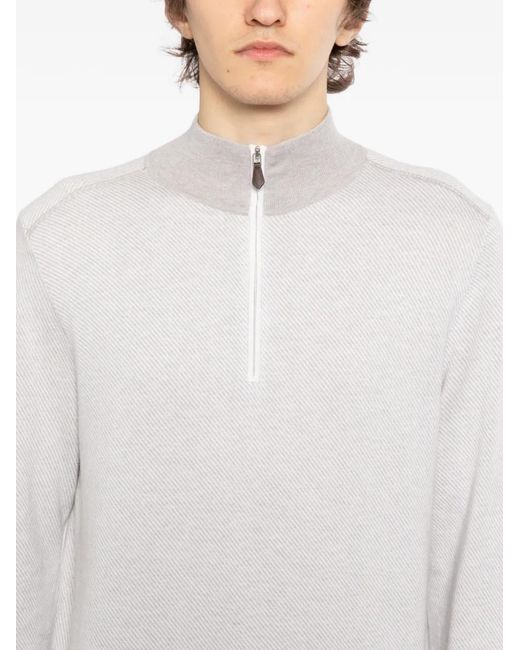 N.Peal Cashmere Salcombe Pullover Mit Reißverschluss in White für Herren
