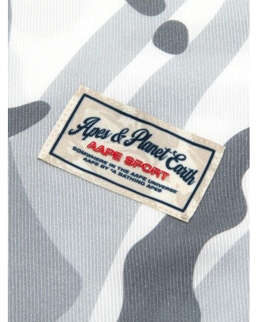 Aape By A Bathing Ape Gray Camouflage-Print Short-Sleeve Shirt for men