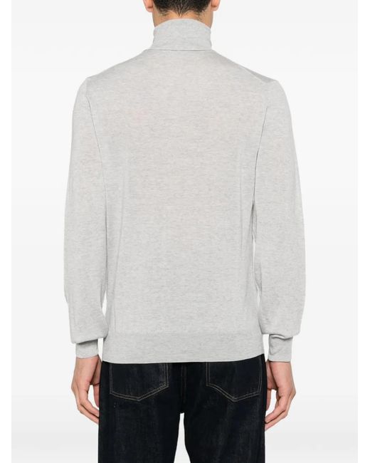 Canali White Roll-Neck Wool Sweater for men