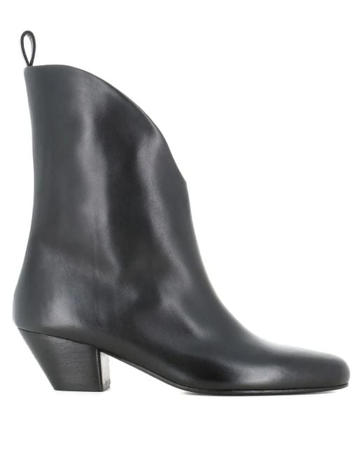 Marsèll Black V-Cut Leather Boots