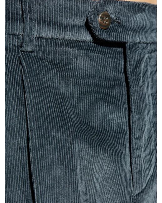 Pantaloni A Coste Con Pieghe di Eleventy in Blue da Uomo
