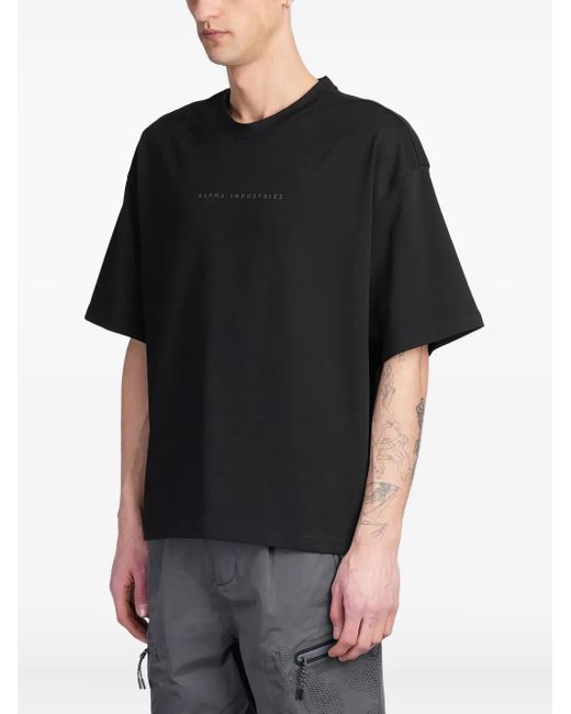 Alpha Industries Black Logo-Print Cotton T-Shirt for men