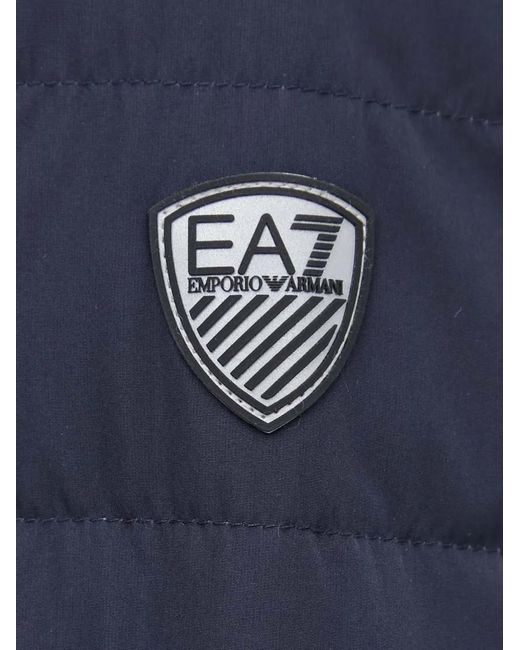 EA7 Blue Hooded Quilted Jacket for men