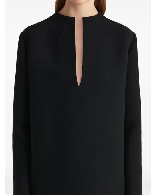 Khaite Blue Long-Sleeve Keyhole Mini Dress