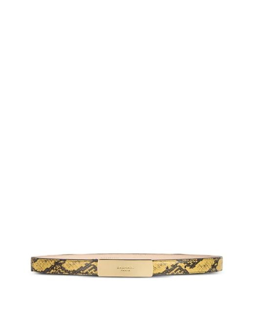 Balmain Yellow Python-Effect Leather Belt