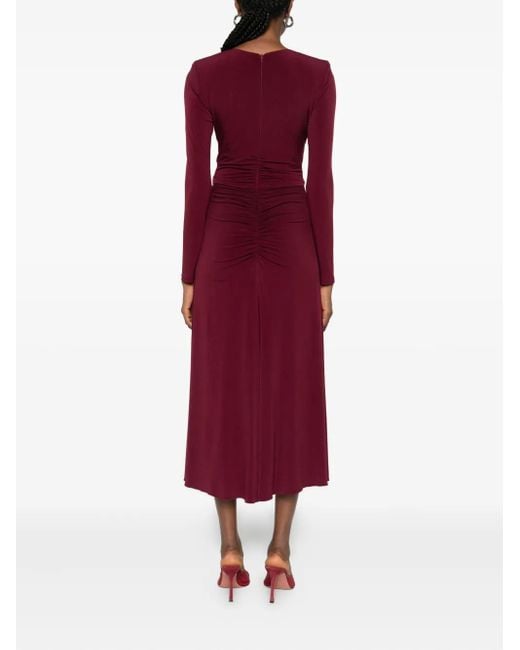 Nissa Red Crystal-Detail Midi Dress