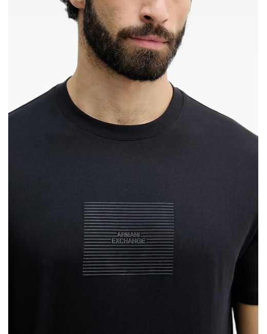 ARMANI EXCHANGE Black Logo-Print Crew-Neck T-Shirt for men