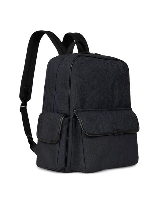 Etro Black Logo-Detail Backpack for men