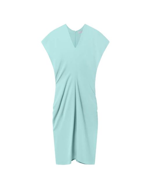Stella McCartney Blue Draped V-Neck Midi Dress