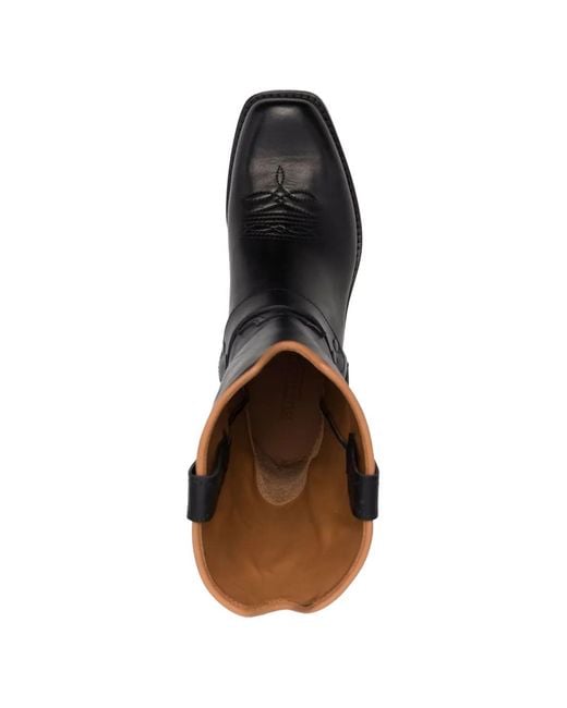 Buttero Black Elba Square-Toe Boots for men