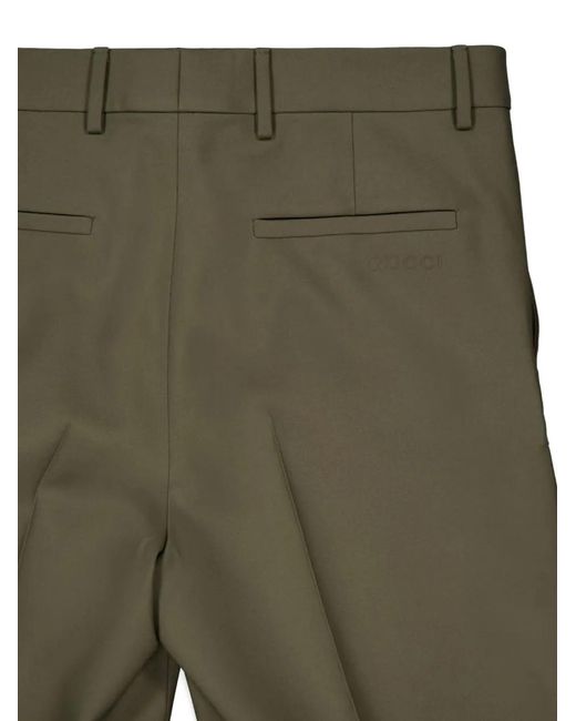 Gucci Green Gabardine Wool Trousers for men