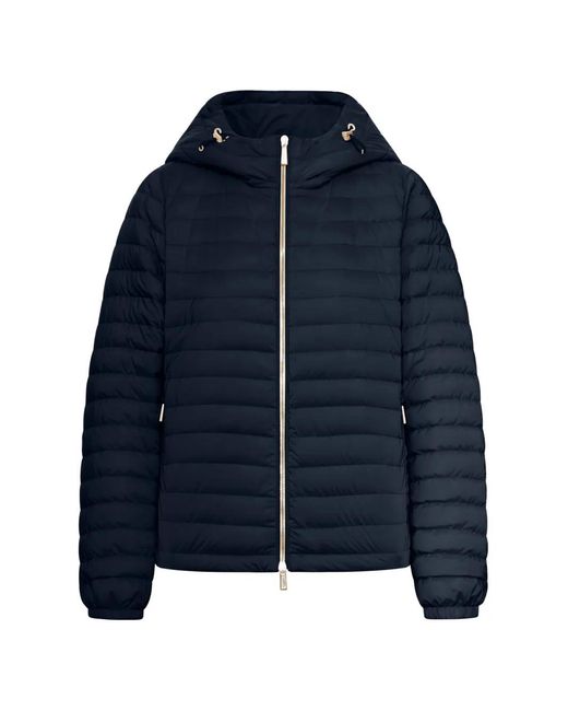 Moorer Blue Hooded Quilted Jacket