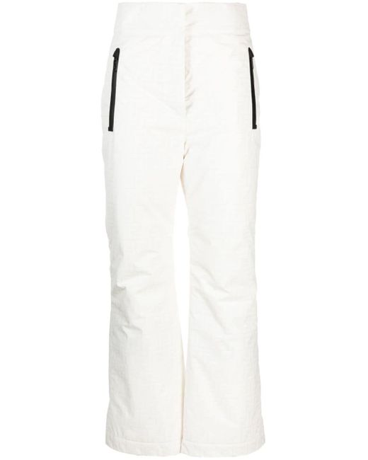 Fendi White Ff Logo-print Straight-leg Ski Trousers
