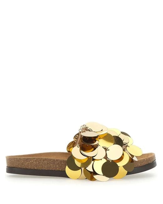 Rabanne Metallic Sequin-Embellished Slides