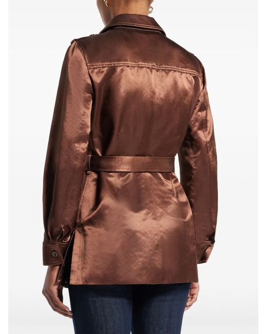 Chaqueta De Satén Con Cinturón Tom Ford de color Brown