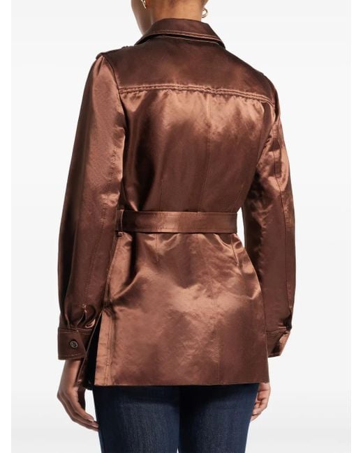 Chaqueta de satén con cinturón Tom Ford de color Brown