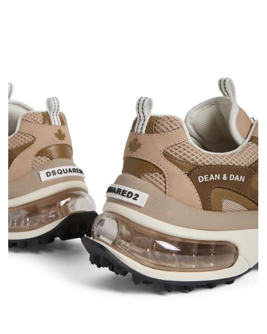 DSquared² Natural Chunky Panelled Leather Sneakers for men