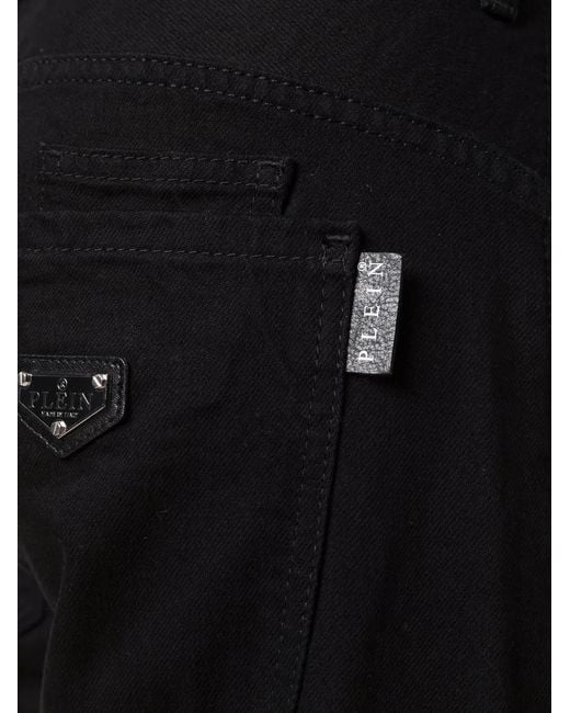 Philipp Plein Black Milano-Cut Straight-Leg Jeans for men
