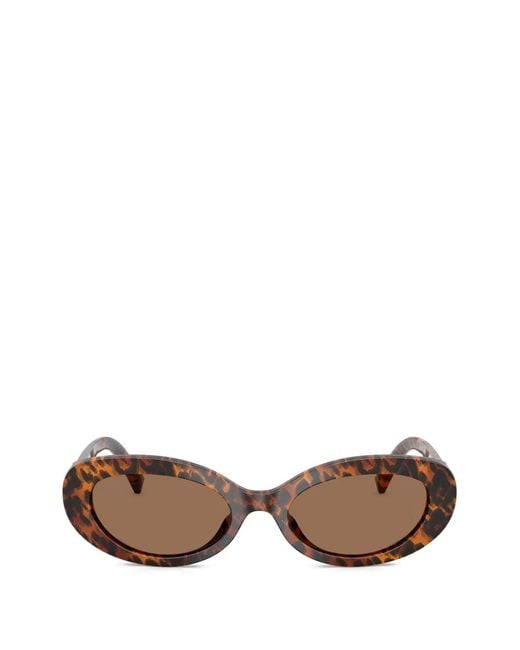 Dolce & Gabbana Brown Leopard-Print Oval-Frame Sunglasses