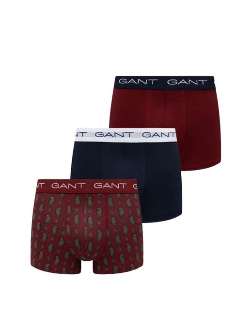 Gant Red Paisley-Print Logo-Waistband Boxers (Set Of Three) for men