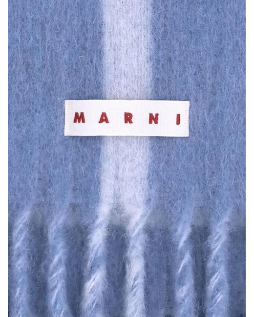 Marni Blue Striped Fringed Scarf for men
