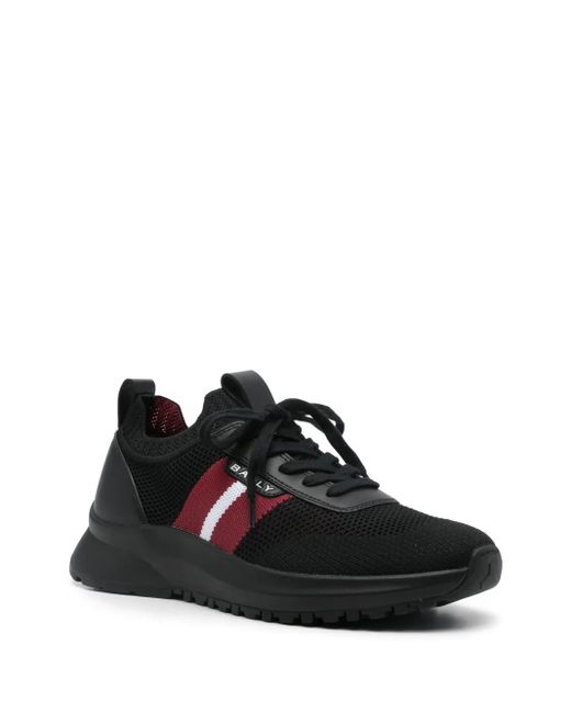 Bally Black Stripe Accents Leather Sneakers for men