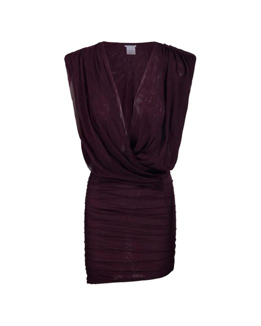 Amazuìn Purple Candice V-Neck Draped Mini Dress