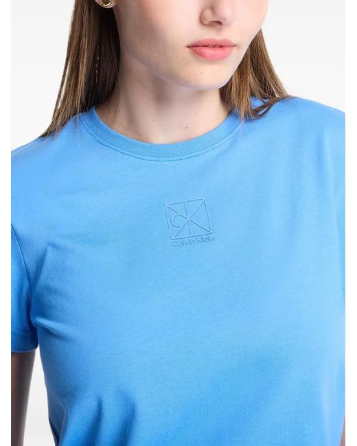 Calvin Klein Blue Logo-Embroidered T-Shirt